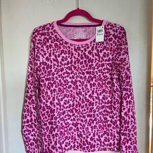 Pink Leopard Print Long Sleeve Top